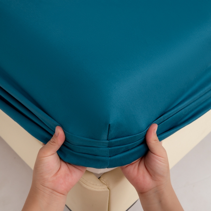 91家纺网 家纺一手货源 找家纺 寝柔家纺 2025新款60S全棉磨毛纯色长绒棉纯棉床笠多规格 午夜蓝（高度为床笠高度，适用床垫厚度应适当减去5厘米左右）