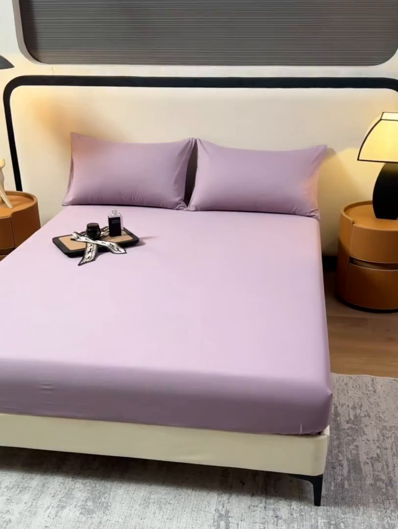 91家纺网 家纺一手货源 找家纺 寝柔家纺 2025新款60S全棉磨毛纯色长绒棉纯棉床笠多规格 魅力紫（高度为床笠高度，适用床垫厚度应适当减去5厘米左右）