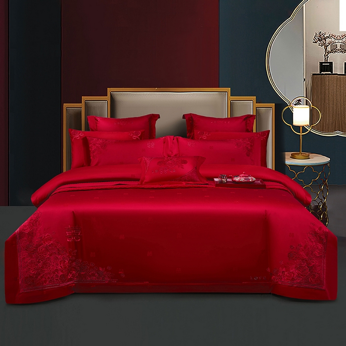 91家纺网 家纺一手货源 找家纺 蒂爵 全棉纯棉长绒棉大绣花婚庆四件套 玫瑰爱恋,玫瑰爱恋