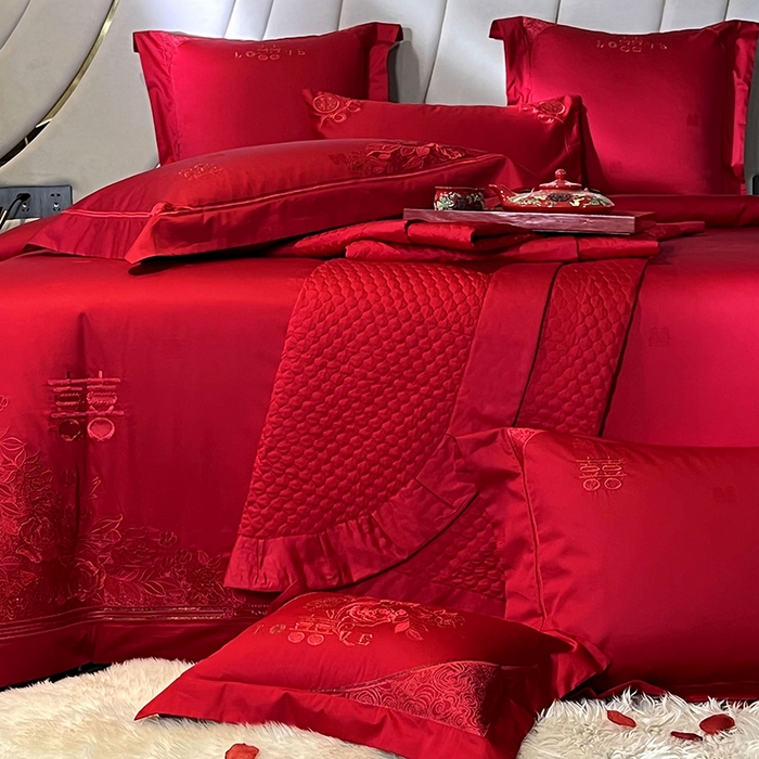 91家纺网 家纺一手货源 找家纺 蒂爵 全棉纯棉长绒棉大绣花婚庆四件套 玫瑰爱恋