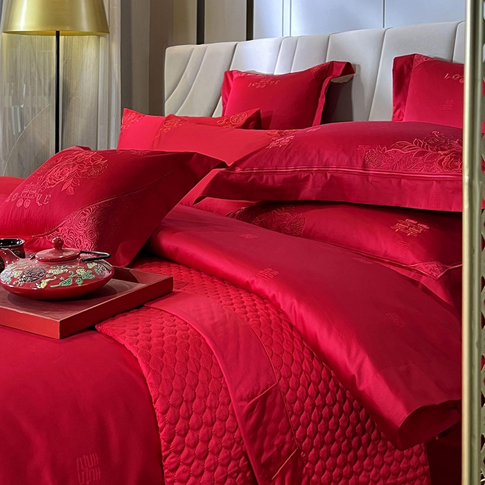 91家纺网 家纺一手货源 找家纺 蒂爵 全棉纯棉长绒棉大绣花婚庆四件套 玫瑰爱恋