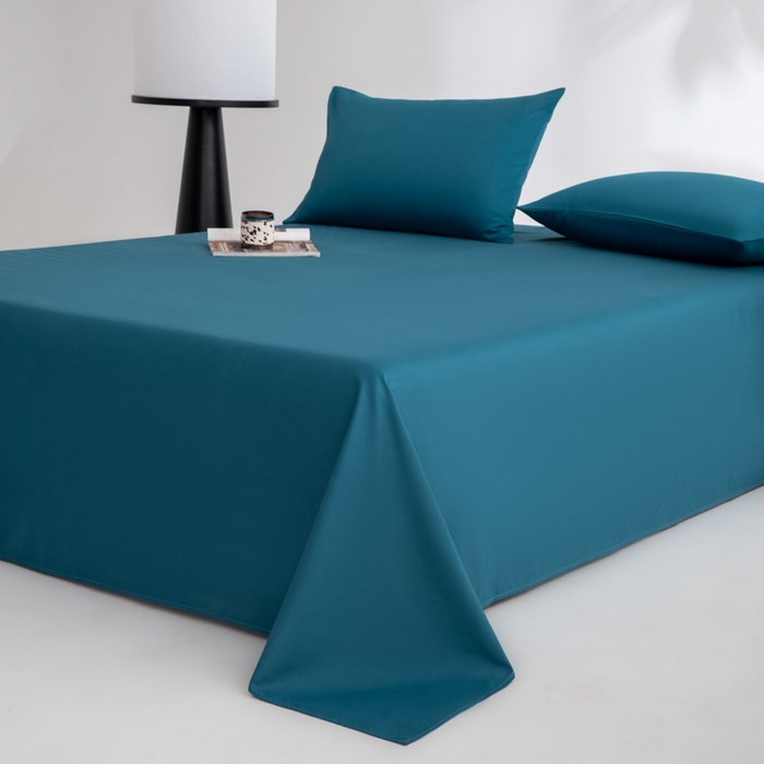 91家纺网 家纺一手货源 找家纺 寝柔家纺 2025新款60支全棉贡缎纯色纯棉床单素色 午夜蓝