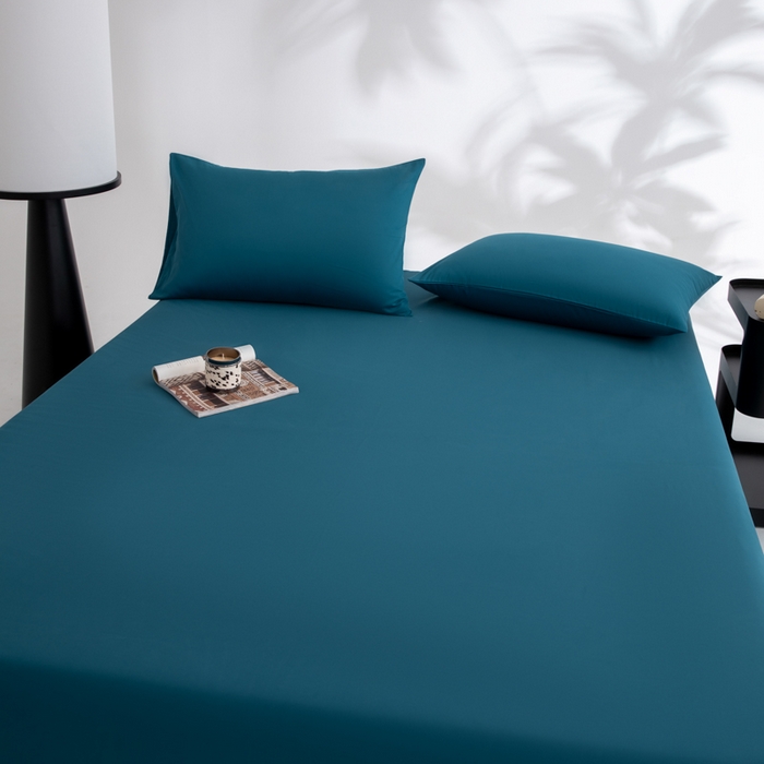 91家纺网 家纺一手货源 找家纺 寝柔家纺 2025新款60支全棉贡缎纯色纯棉床单素色 午夜蓝