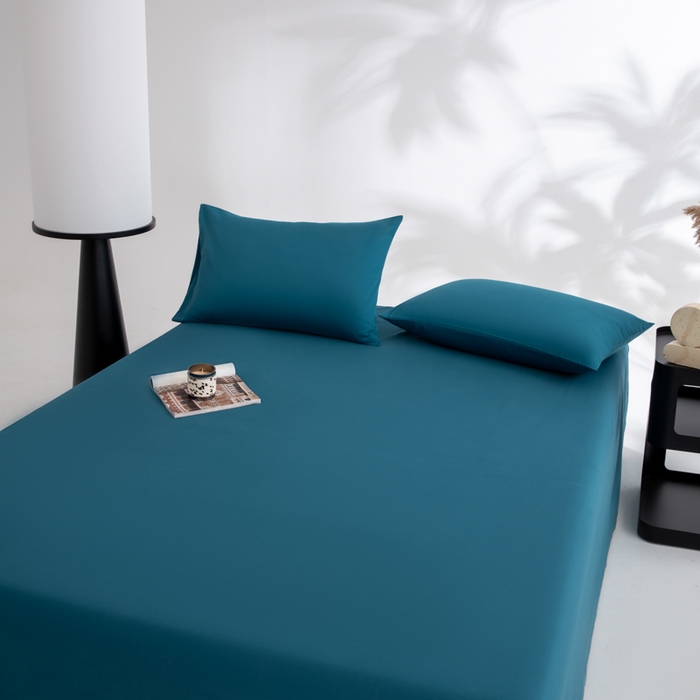 91家纺网 家纺一手货源 找家纺 寝柔家纺 2025新款60支全棉贡缎纯色纯棉床单素色 午夜蓝