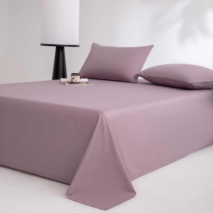 91家纺网 家纺一手货源 找家纺 寝柔家纺 2025新款60支全棉贡缎纯色纯棉床单素色 魅力紫