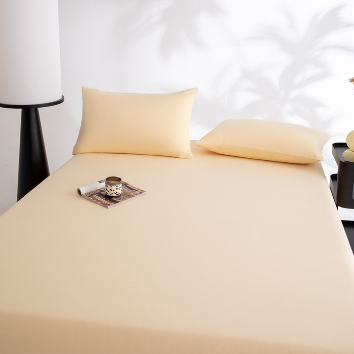 91家纺网 家纺一手货源 找家纺 寝柔家纺 2025新款60支全棉贡缎纯色纯棉床单素色 奶霜黄