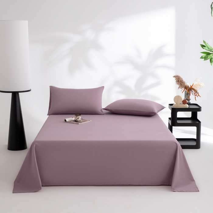寝柔家纺 2025新款60支全棉贡缎纯色纯棉床单素色 魅力紫