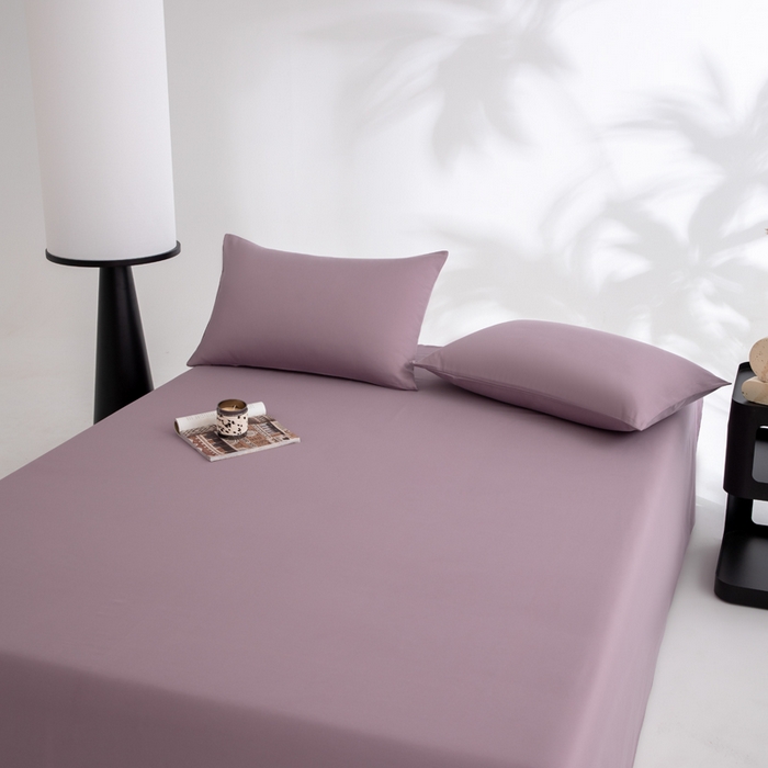 91家纺网 家纺一手货源 找家纺 寝柔家纺 2025新款60支全棉贡缎纯色纯棉床单素色 魅力紫