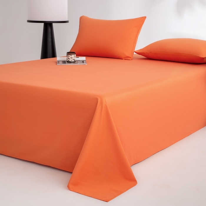 91家纺网 家纺一手货源 找家纺 寝柔家纺 2025新款60支全棉贡缎纯色纯棉床单素色 暖橙