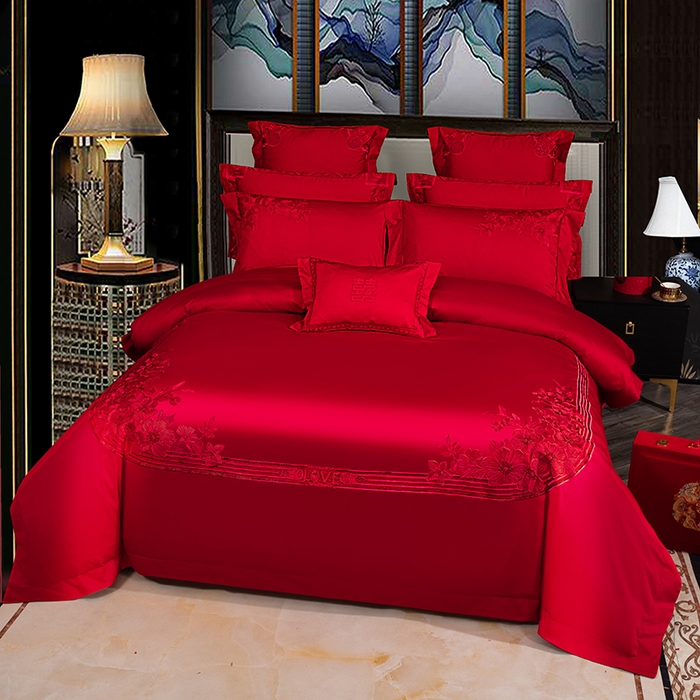 91家纺网 家纺一手货源 找家纺 蒂爵 全棉纯棉长绒棉大绣花婚庆四件套 情意绵绵