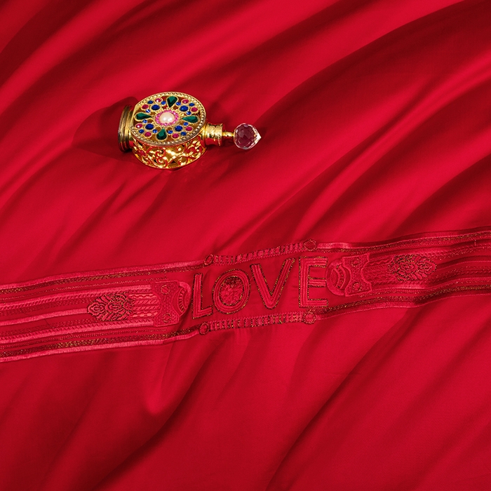 91家纺网 家纺一手货源 找家纺 蒂爵 全棉纯棉长绒棉大绣花婚庆四件套 情意绵绵