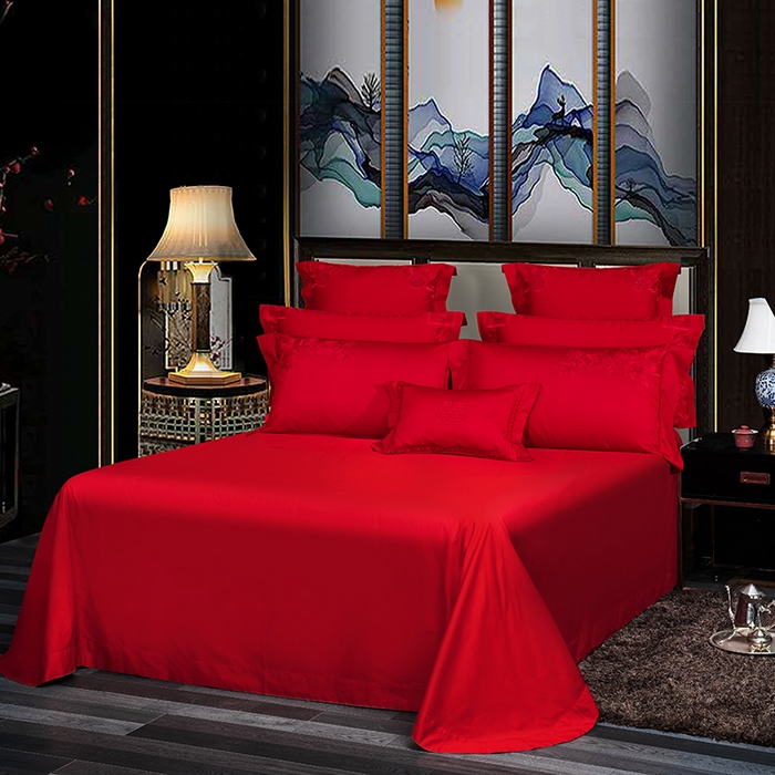 91家纺网 家纺一手货源 找家纺 蒂爵 全棉纯棉长绒棉大绣花婚庆四件套 情意绵绵