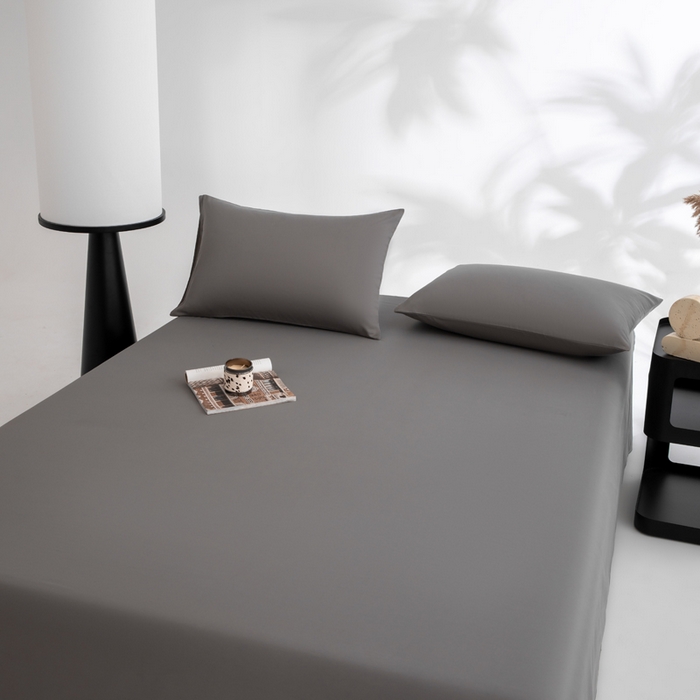 91家纺网 家纺一手货源 找家纺 寝柔家纺 2025新款60支全棉贡缎纯色纯棉床单素色 碳木灰