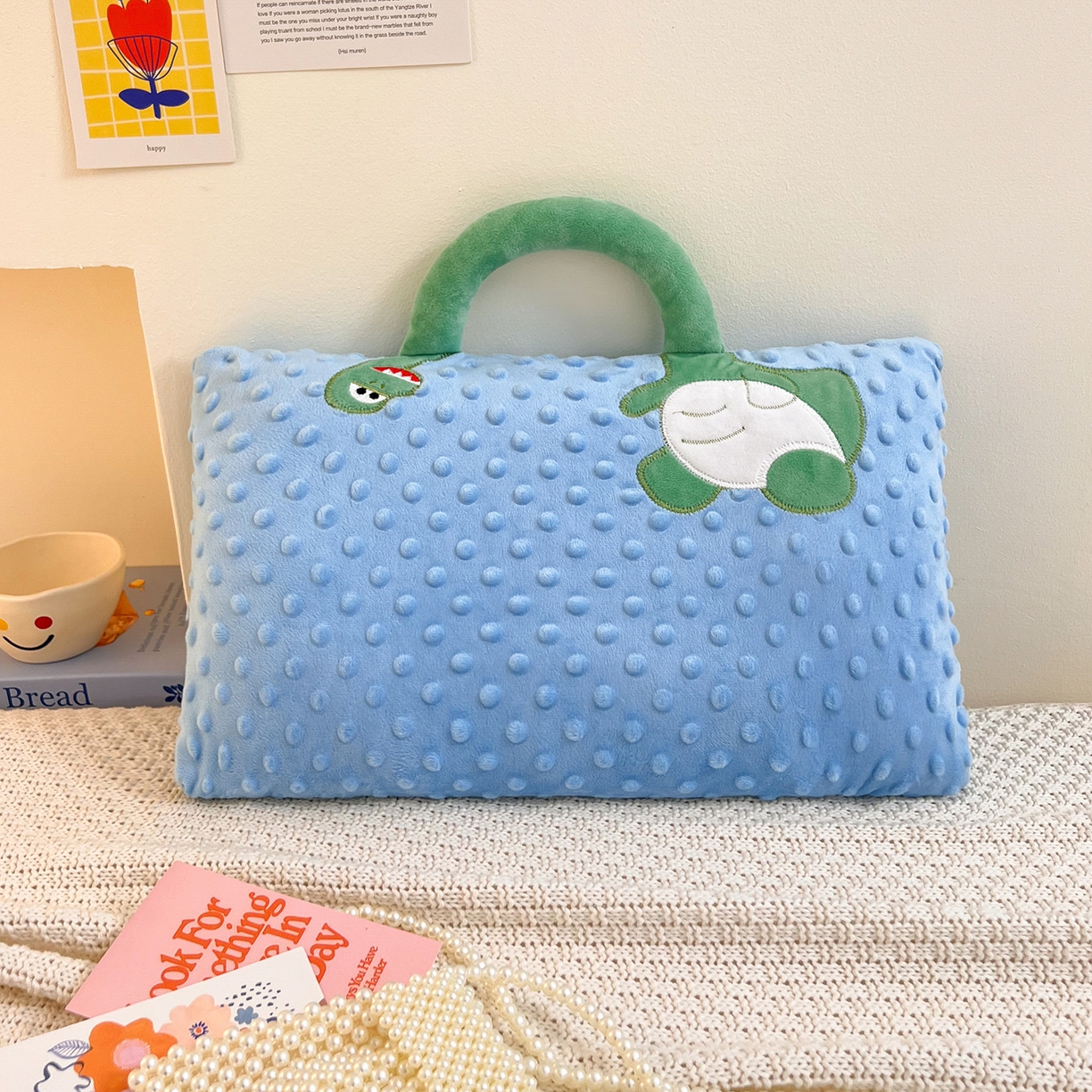 卓昌枕芯 2025新款豆豆绒宝宝安抚枕卡通枕枕头枕芯 乌龟-兰