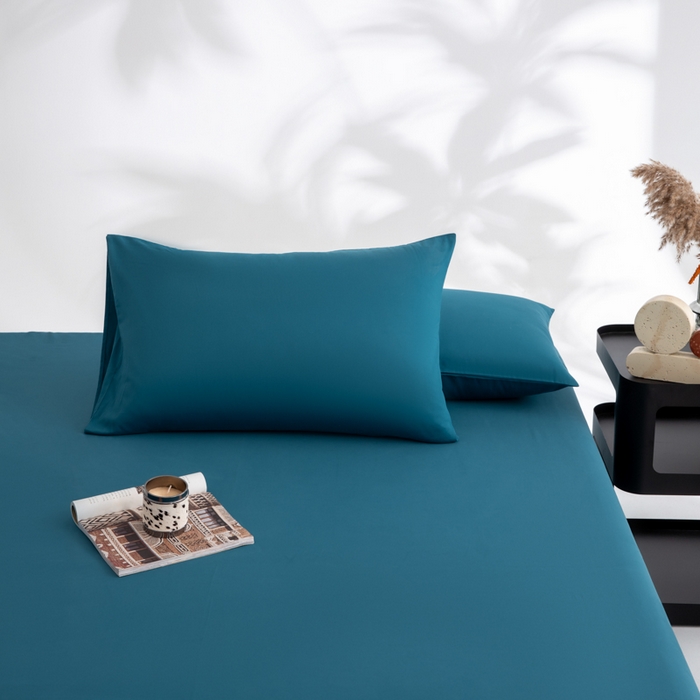 91家纺网 家纺一手货源 找家纺 寝柔家纺 2025新款60支纯棉磨毛长绒棉枕套 午夜蓝