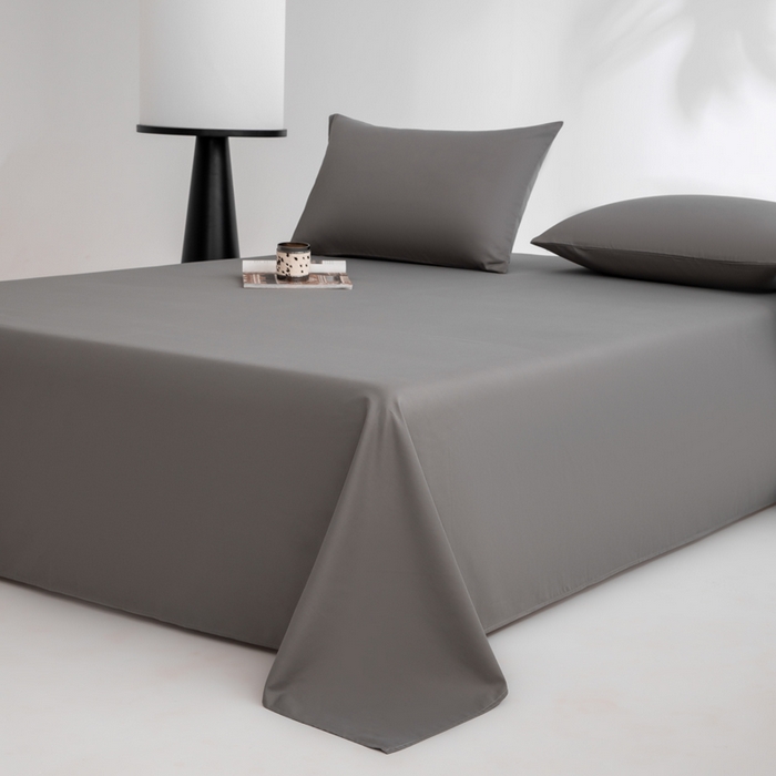 91家纺网 家纺一手货源 找家纺 寝柔家纺 2025新款60支纯棉磨毛长绒棉枕套 碳木灰