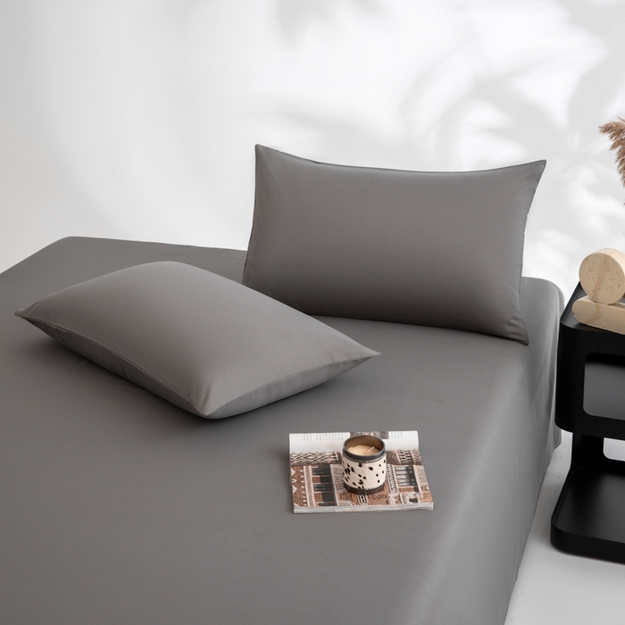 91家纺网 家纺一手货源 找家纺 寝柔家纺 2025新款60支纯棉磨毛长绒棉枕套 碳木灰