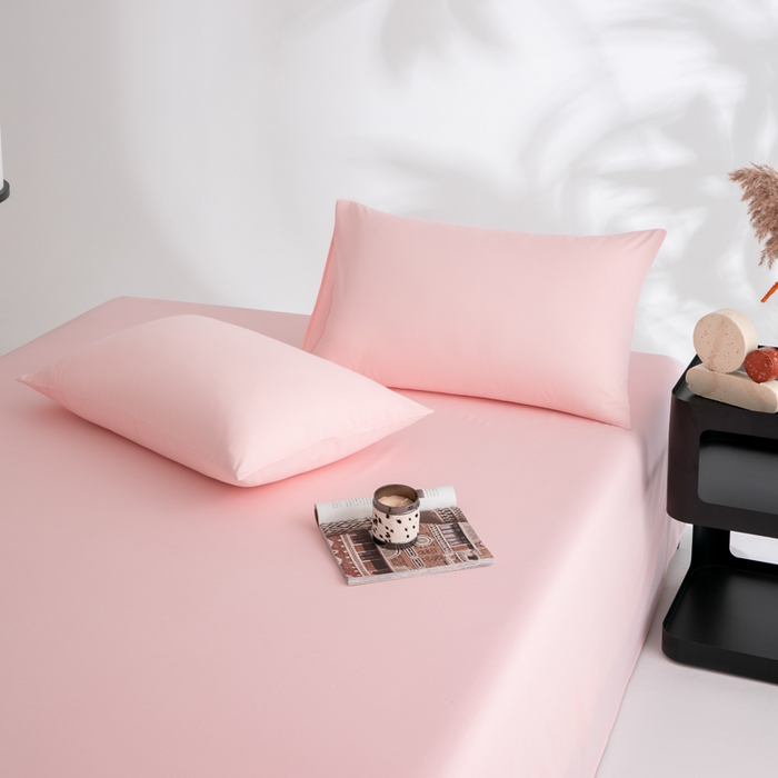 91家纺网 家纺一手货源 找家纺 寝柔家纺 2025新款60支纯棉磨毛长绒棉枕套 少女粉