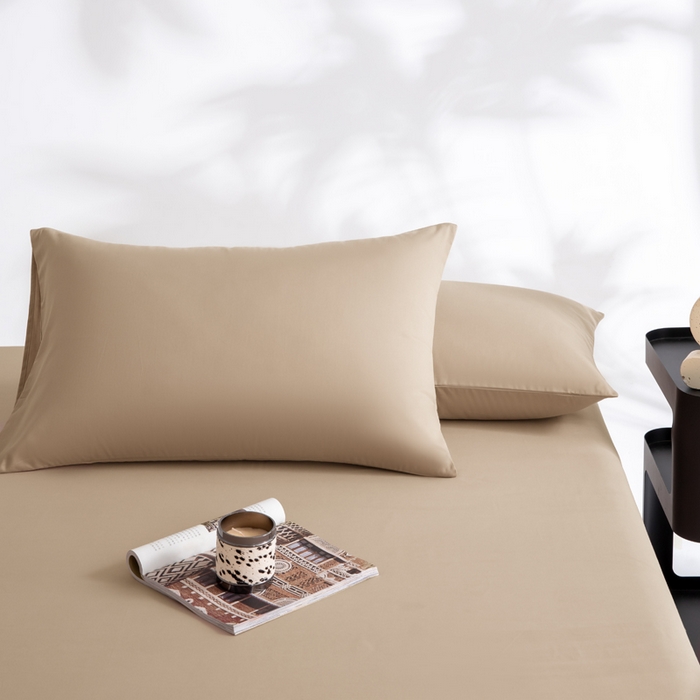 91家纺网 家纺一手货源 找家纺 寝柔家纺 2025新款60支纯棉磨毛长绒棉枕套 杏驼