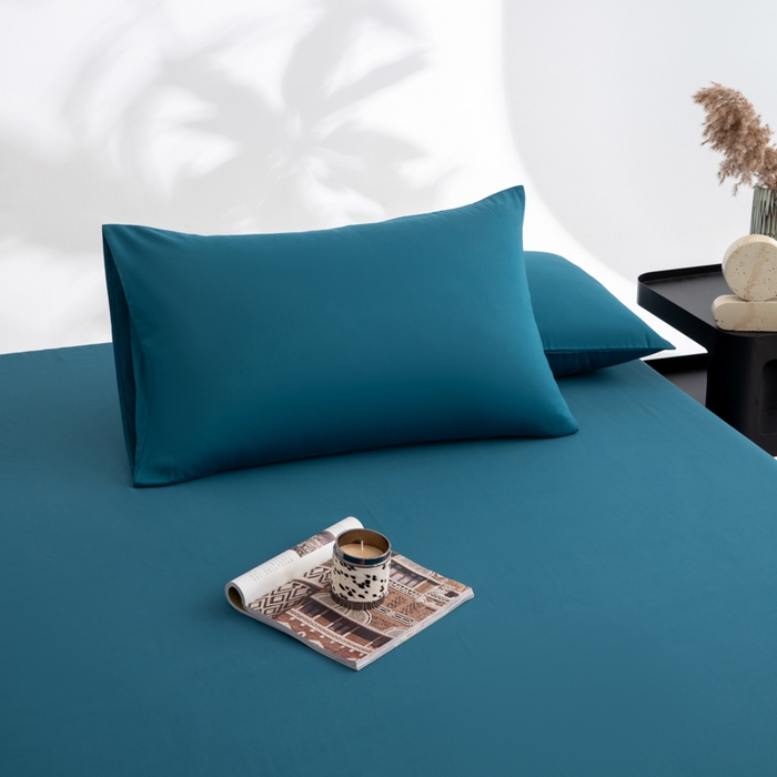 寝柔家纺 2025新款60支纯棉磨毛长绒棉枕套 午夜蓝