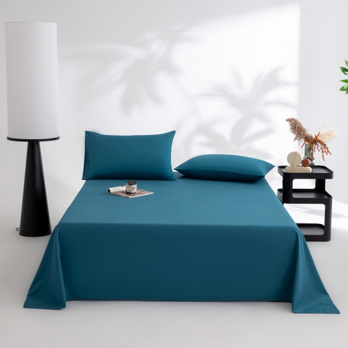 91家纺网 家纺一手货源 找家纺 寝柔家纺 2025新款60支纯棉磨毛长绒棉枕套 午夜蓝