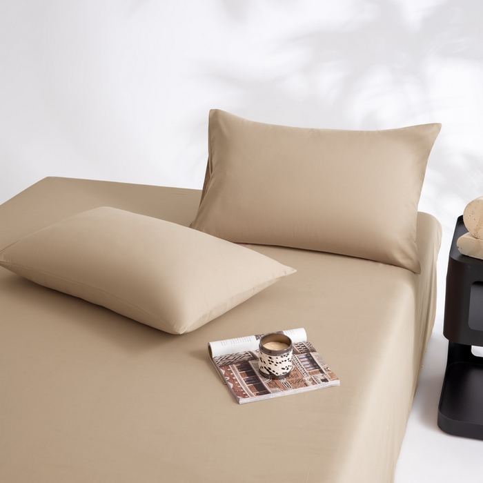 91家纺网 家纺一手货源 找家纺 寝柔家纺 2025新款60支纯棉磨毛长绒棉枕套 杏驼