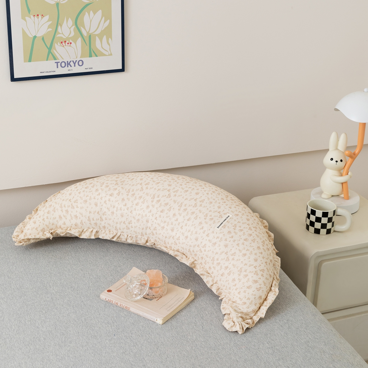 卓昌枕芯 2025新款棉麻月亮抱枕孕妇枕夹腿抱枕月亮枕头枕芯 小碎花