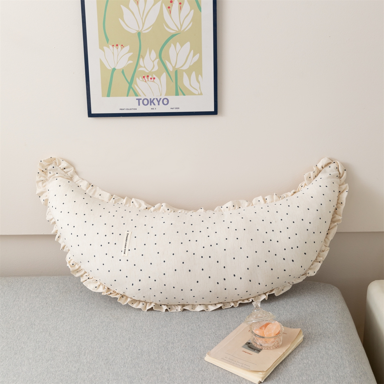 91家纺网 家纺一手货源 找家纺 卓昌枕芯 2025新款棉麻月亮抱枕孕妇枕夹腿抱枕月亮枕头枕芯 波点