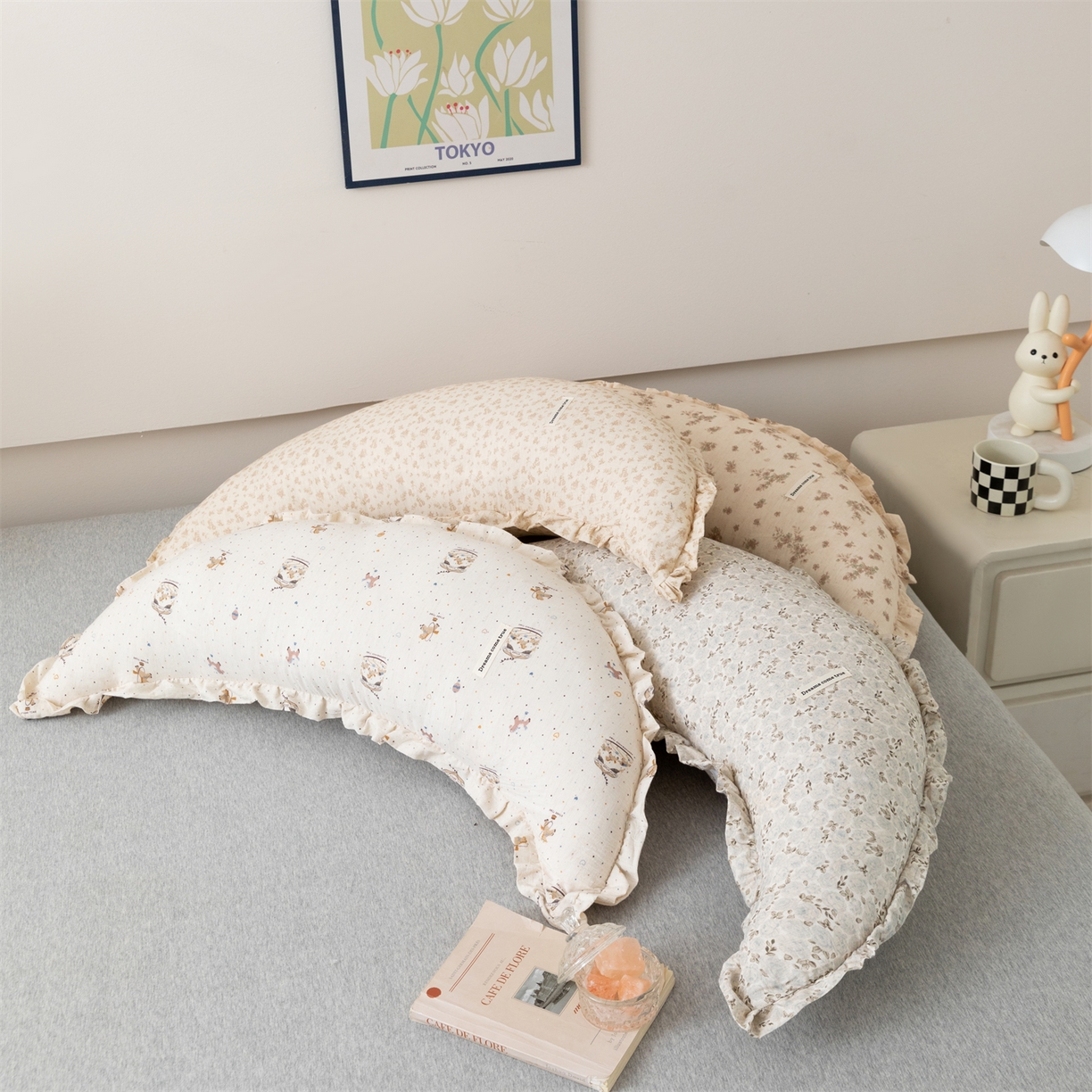 卓昌枕芯 2025新款棉麻月亮抱枕孕妇枕夹腿抱枕月亮枕头枕芯 组合图