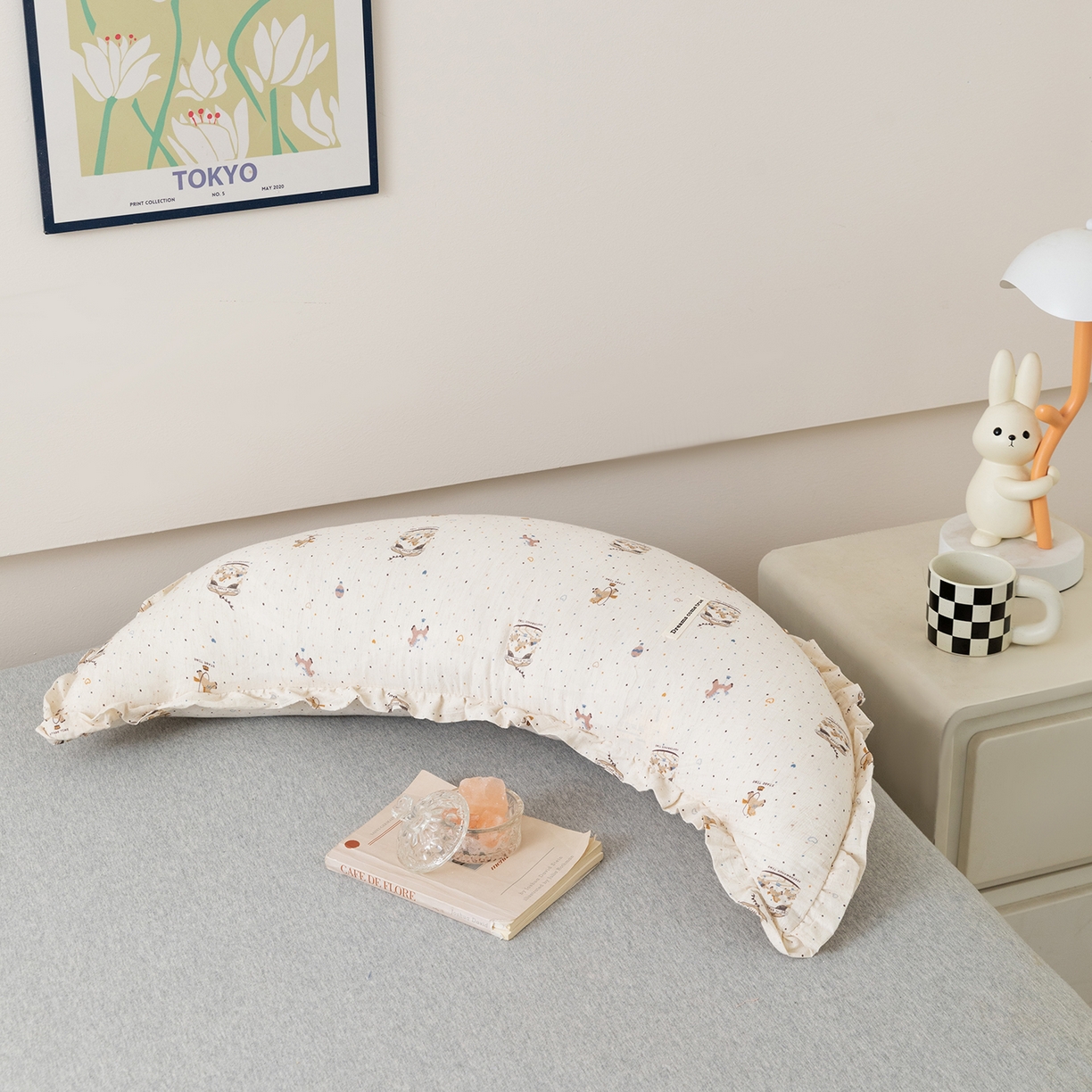 卓昌枕芯 2025新款棉麻月亮抱枕孕妇枕夹腿抱枕月亮枕头枕芯 木马