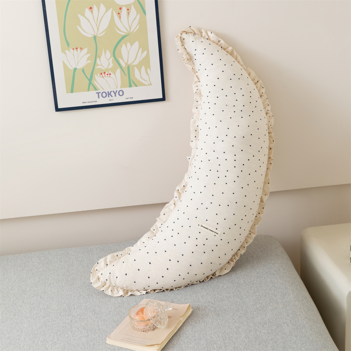 91家纺网 家纺一手货源 找家纺 卓昌枕芯 2025新款棉麻月亮抱枕孕妇枕夹腿抱枕月亮枕头枕芯 波点