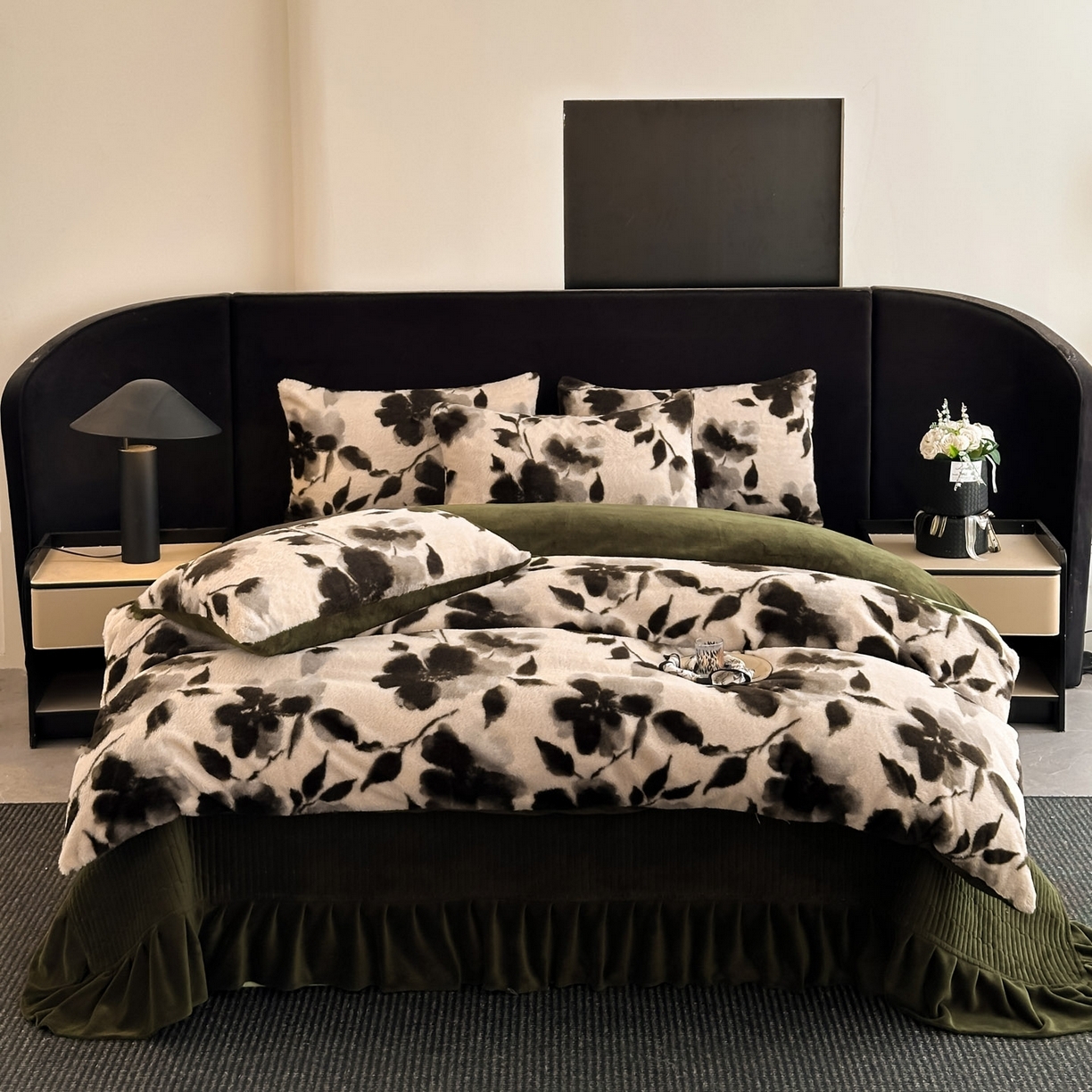 91家纺网 家纺一手货源 找家纺 （总）迪梦姿家纺 2025新款法式美拉德高克重兔毛床盖款四件套兔毛简单款