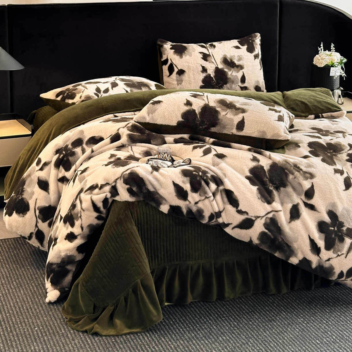 91家纺网 家纺一手货源 找家纺 （总）迪梦姿家纺 2025新款法式美拉德高克重兔毛床盖款四件套兔毛简单款