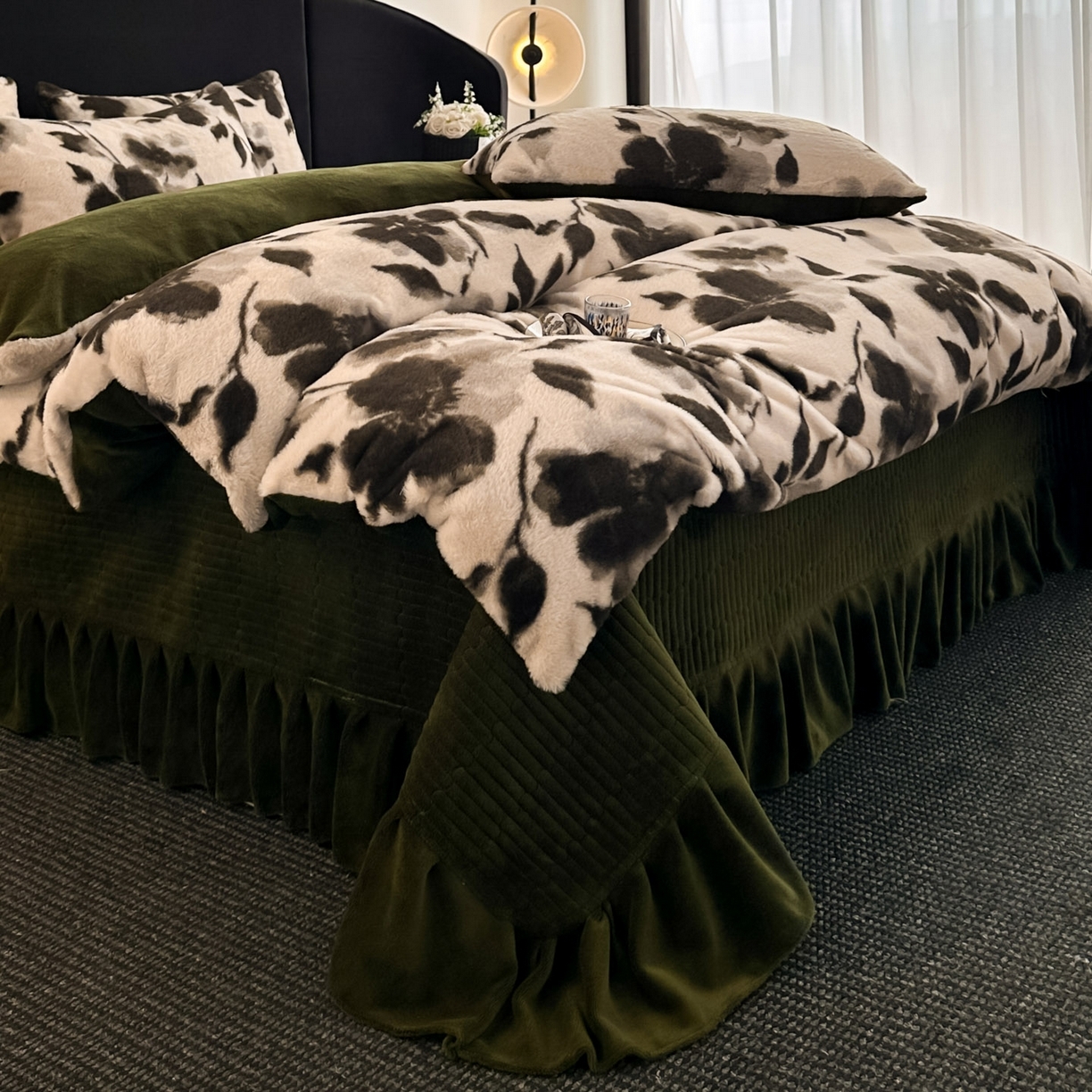 （总）迪梦姿家纺 2025新款法式美拉德高克重兔毛床盖款四件套兔毛简单款