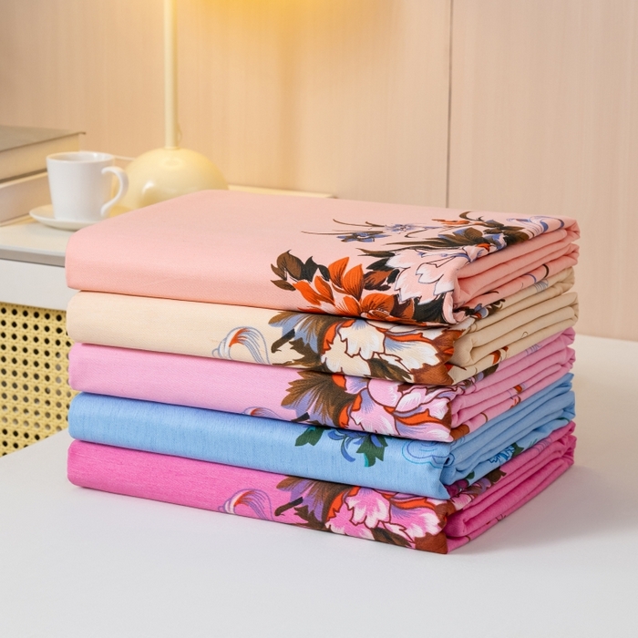 居美良品 2025新款老上海国民人字纹凤穿牡丹床单 叠拍组合图