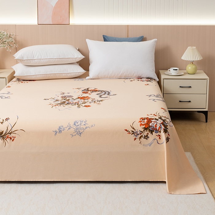 91家纺网 家纺一手货源 找家纺 居美良品 2025新款老上海国民人字纹凤穿牡丹床单 凤穿牡丹-米黄