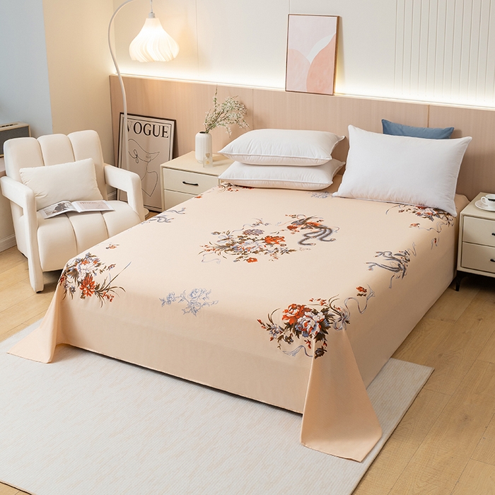 91家纺网 家纺一手货源 找家纺 居美良品 2025新款老上海国民人字纹凤穿牡丹床单 凤穿牡丹-米黄