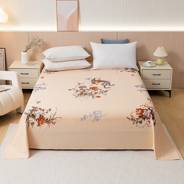 91家纺网 家纺一手货源 找家纺 居美良品 2025新款老上海国民人字纹凤穿牡丹床单 凤穿牡丹-米黄