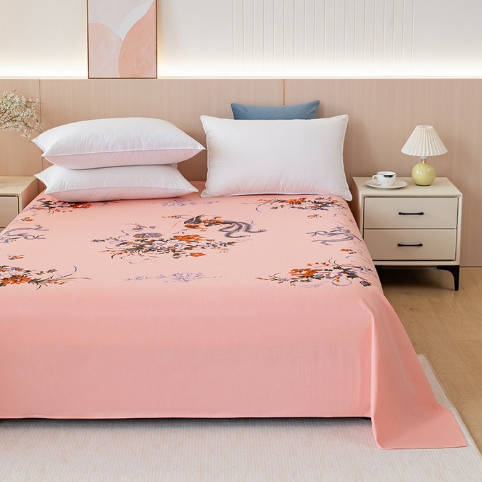 91家纺网 家纺一手货源 找家纺 居美良品 2025新款老上海国民人字纹凤穿牡丹床单 凤穿牡丹-玉色