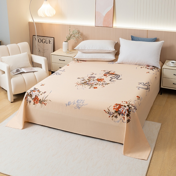 91家纺网 家纺一手货源 找家纺 居美良品 2025新款老上海国民人字纹凤穿牡丹床单 凤穿牡丹-米黄