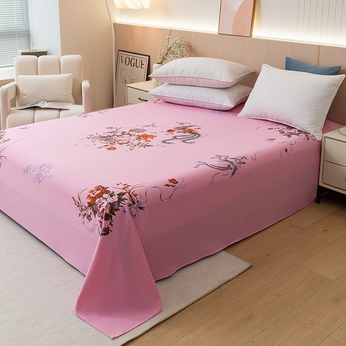 91家纺网 家纺一手货源 找家纺 居美良品 2025新款老上海国民人字纹凤穿牡丹床单 凤穿牡丹-浅粉