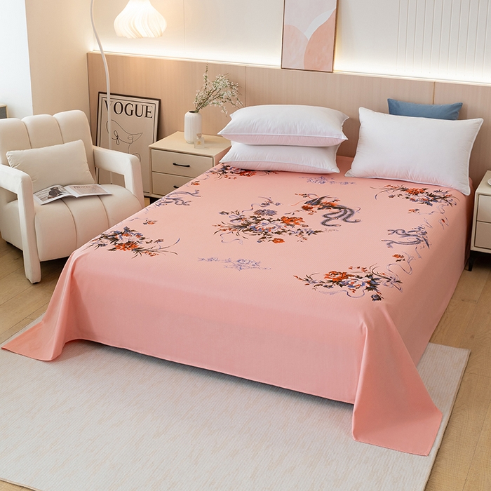 91家纺网 家纺一手货源 找家纺 居美良品 2025新款老上海国民人字纹凤穿牡丹床单 凤穿牡丹-玉色