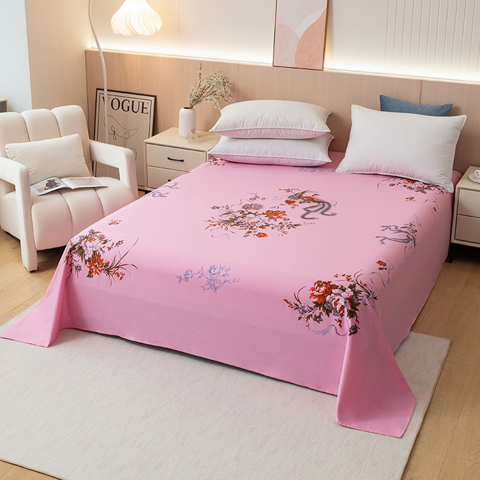 91家纺网 家纺一手货源 找家纺 居美良品 2025新款老上海国民人字纹凤穿牡丹床单 凤穿牡丹-浅粉