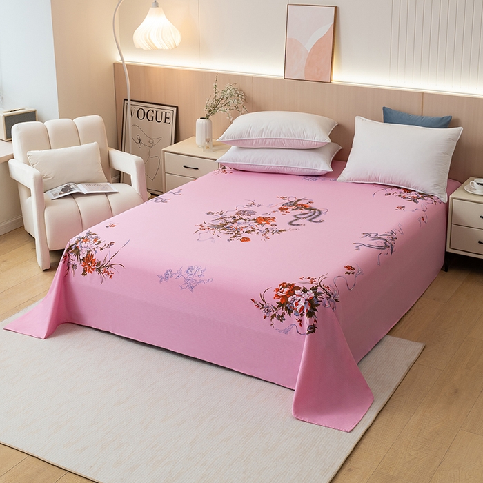 91家纺网 家纺一手货源 找家纺 居美良品 2025新款老上海国民人字纹凤穿牡丹床单 凤穿牡丹-浅粉