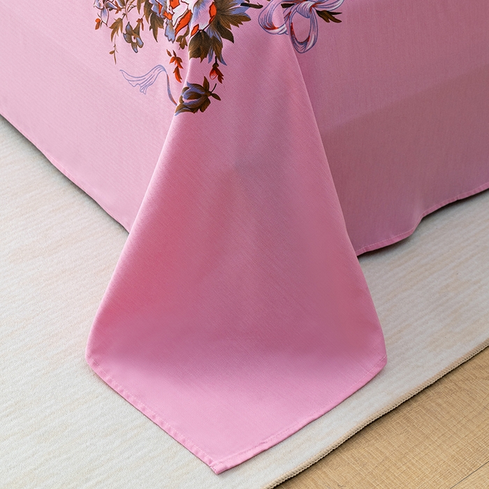 91家纺网 家纺一手货源 找家纺 居美良品 2025新款老上海国民人字纹凤穿牡丹床单 凤穿牡丹-浅粉