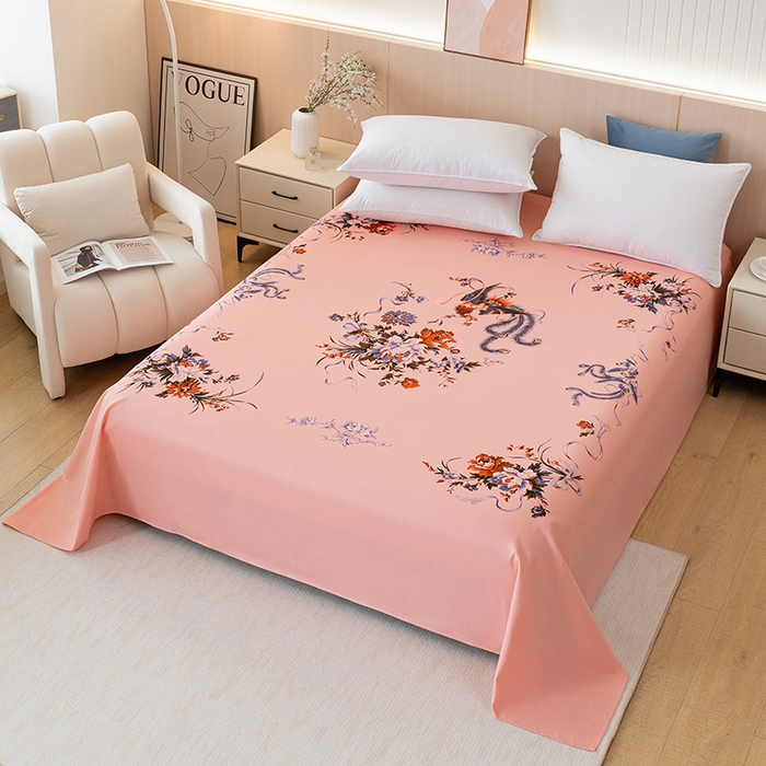 91家纺网 家纺一手货源 找家纺 居美良品 2025新款老上海国民人字纹凤穿牡丹床单 凤穿牡丹-玉色