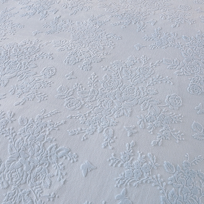 91家纺网 家纺一手货源 找家纺 赫本家纺  2025新款高克重纯色花边款雕花绒床盖款四件套 如梦-蓝