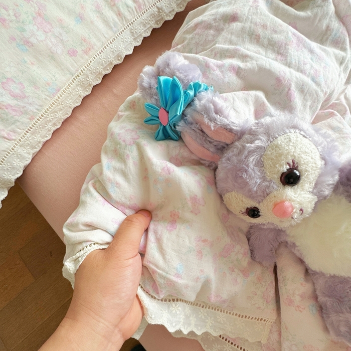 91家纺网 家纺一手货源 找家纺 8+8 2025新款全棉纯棉双层纱镂空花边/皱皱花边四件套 花边款-爱丽丝