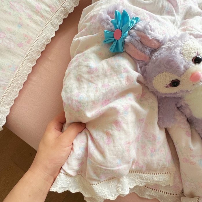 8+8 2025新款全棉纯棉双层纱镂空花边/皱皱花边四件套 花边款-爱丽丝