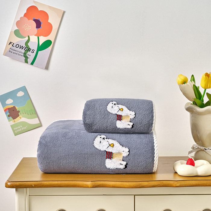 91家纺网 家纺一手货源 找家纺 棠薇家纺 2025新款强吸水浴巾超细纤维速干浴巾加厚浴巾套巾擦身-羊驼 羊驼深蓝 毛巾75*35浴巾140*701浴巾+2毛巾